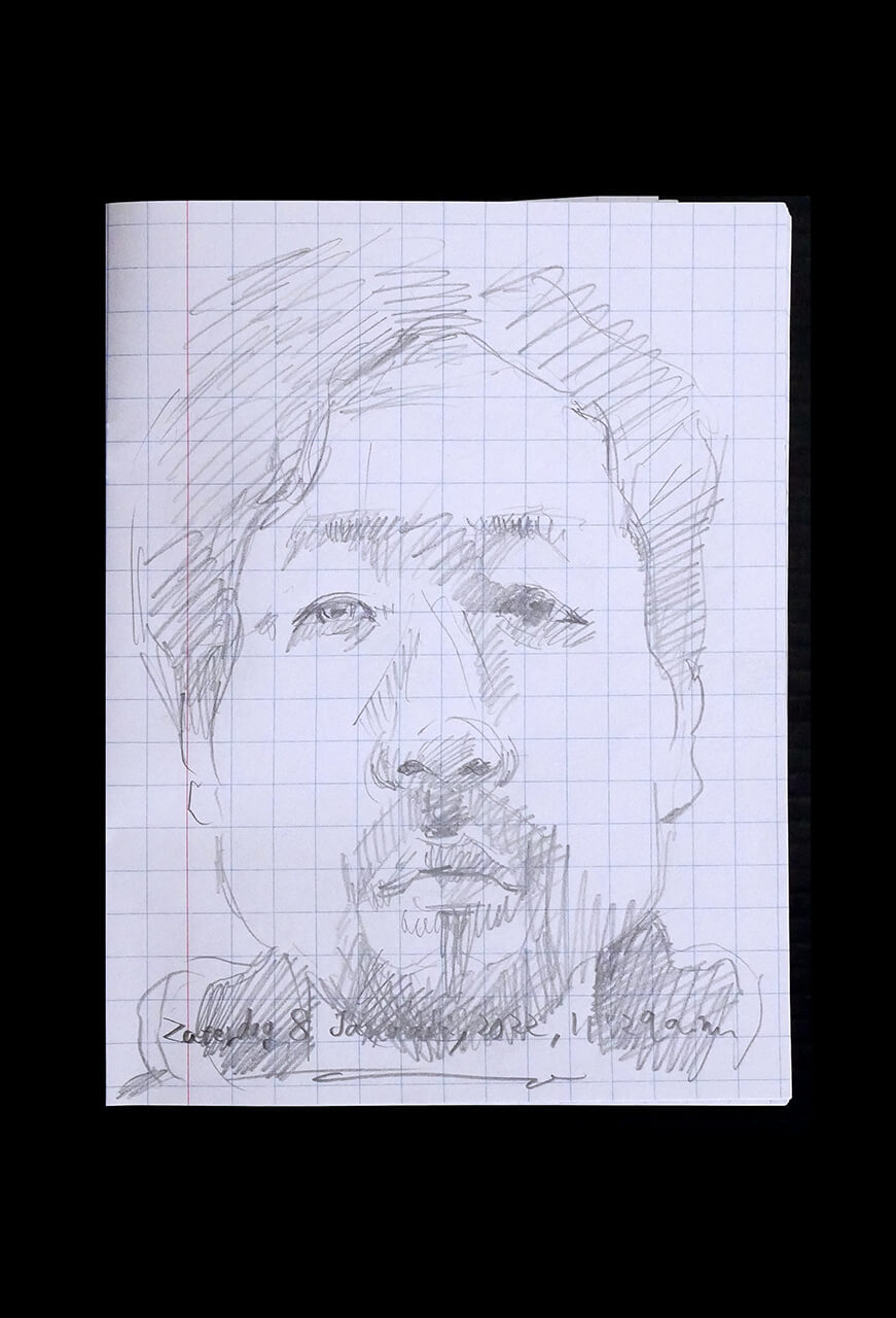 Contemporary artist SHINTAKU Tomoni's 2022/1/8 Self-portrait or pencil drawing