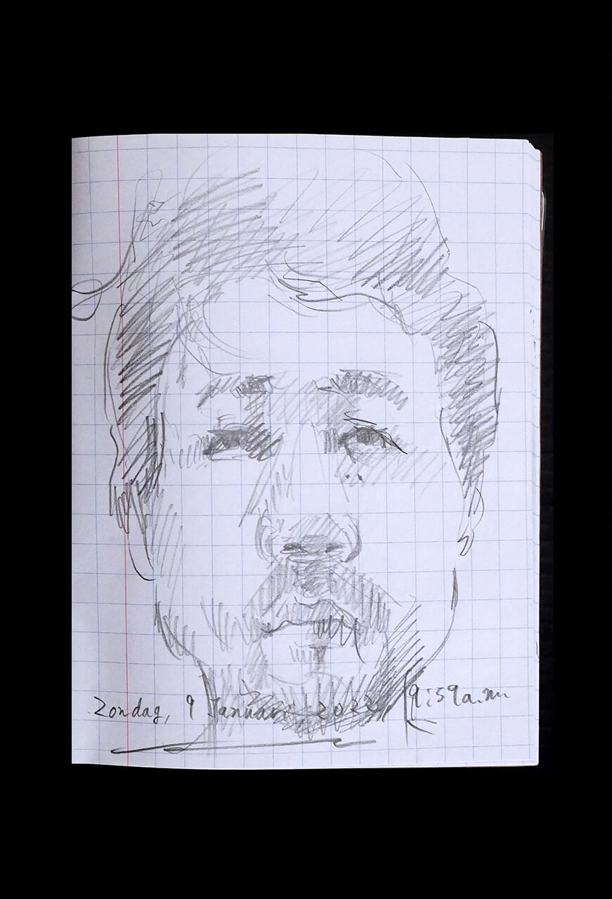 Contemporary artist SHINTAKU Tomoni's 2022/1/9 Self-portrait or pencil drawing