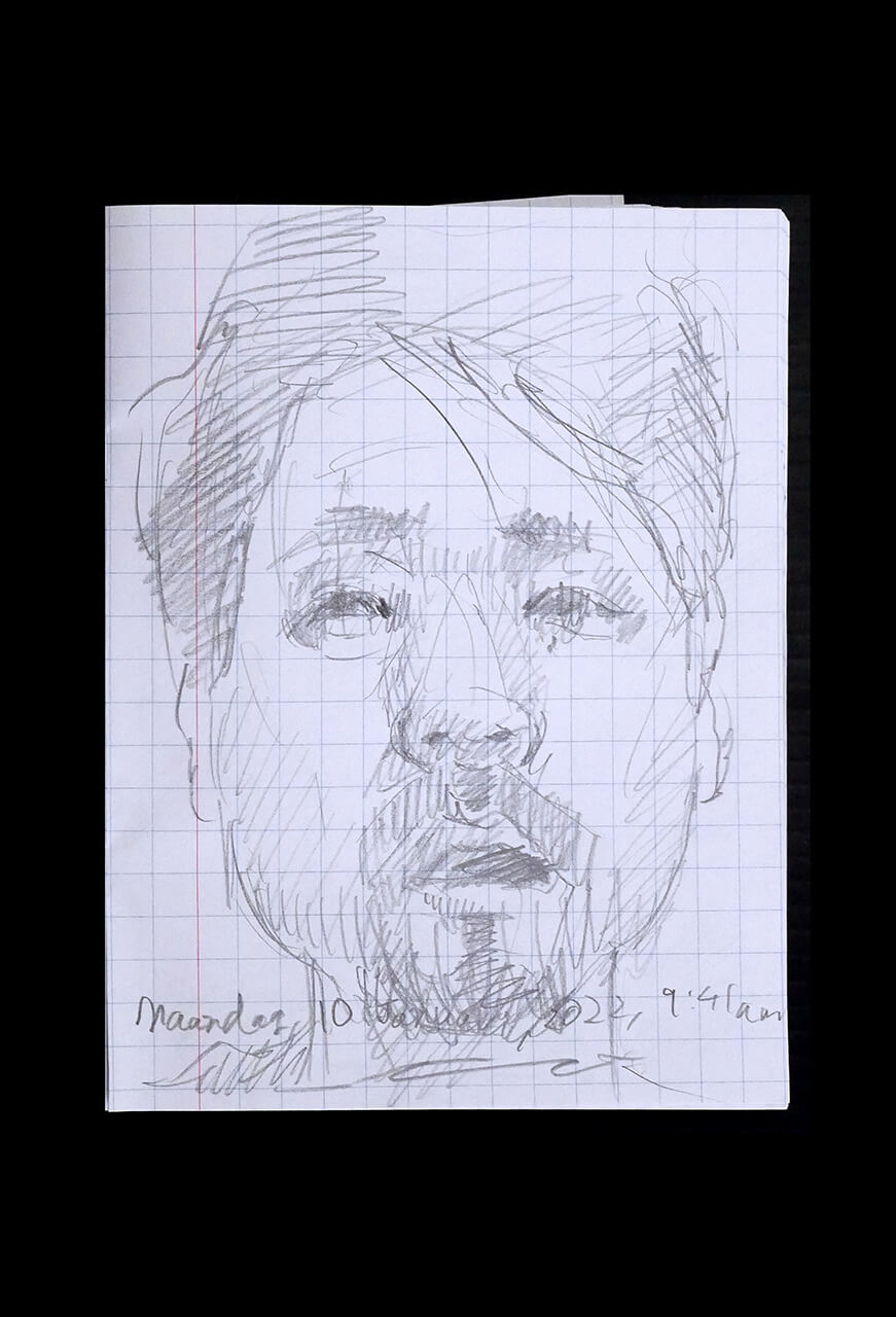 Contemporary artist SHINTAKU Tomoni's 2022/1/10 Self-portrait or pencil drawing