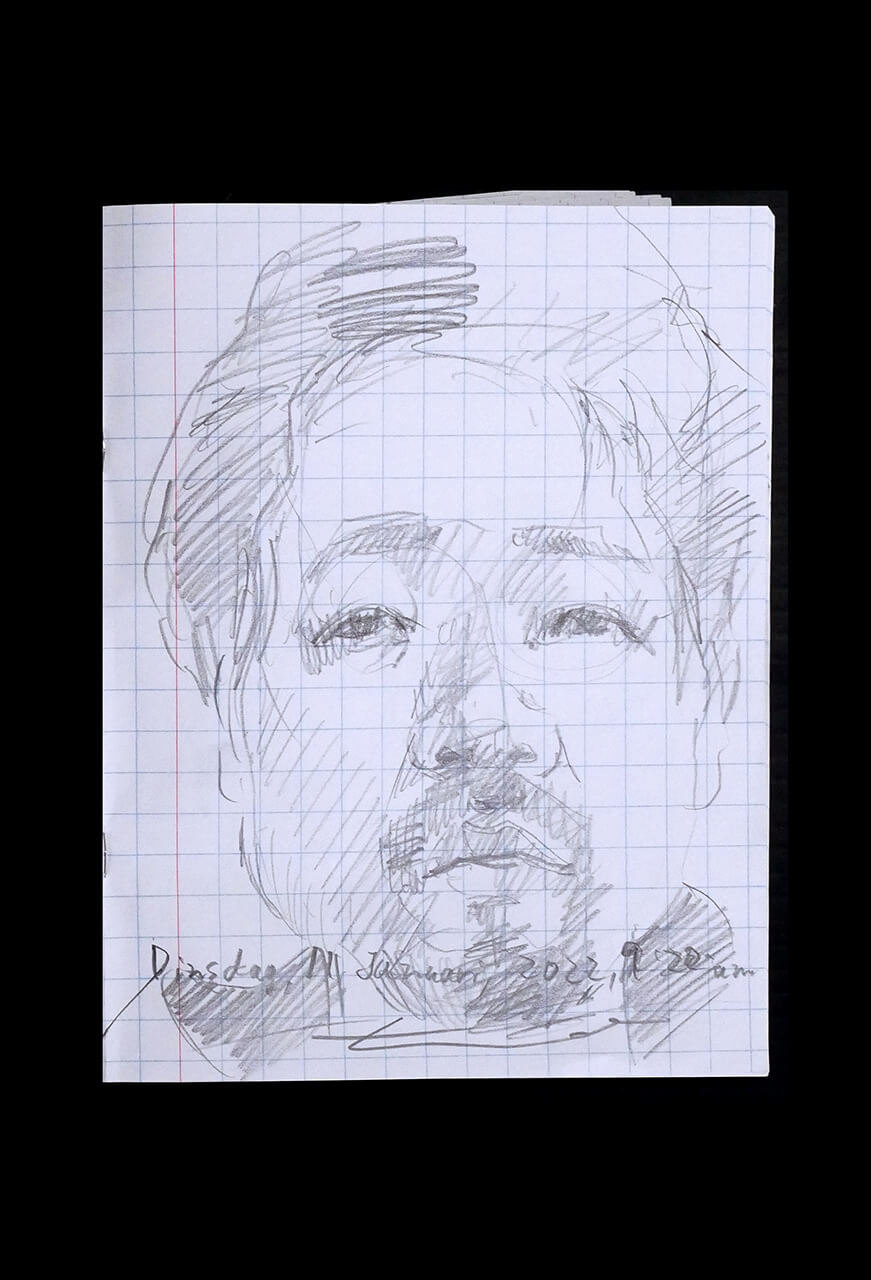 Contemporary artist SHINTAKU Tomoni's 2022/1/11 Self-portrait or pencil drawing