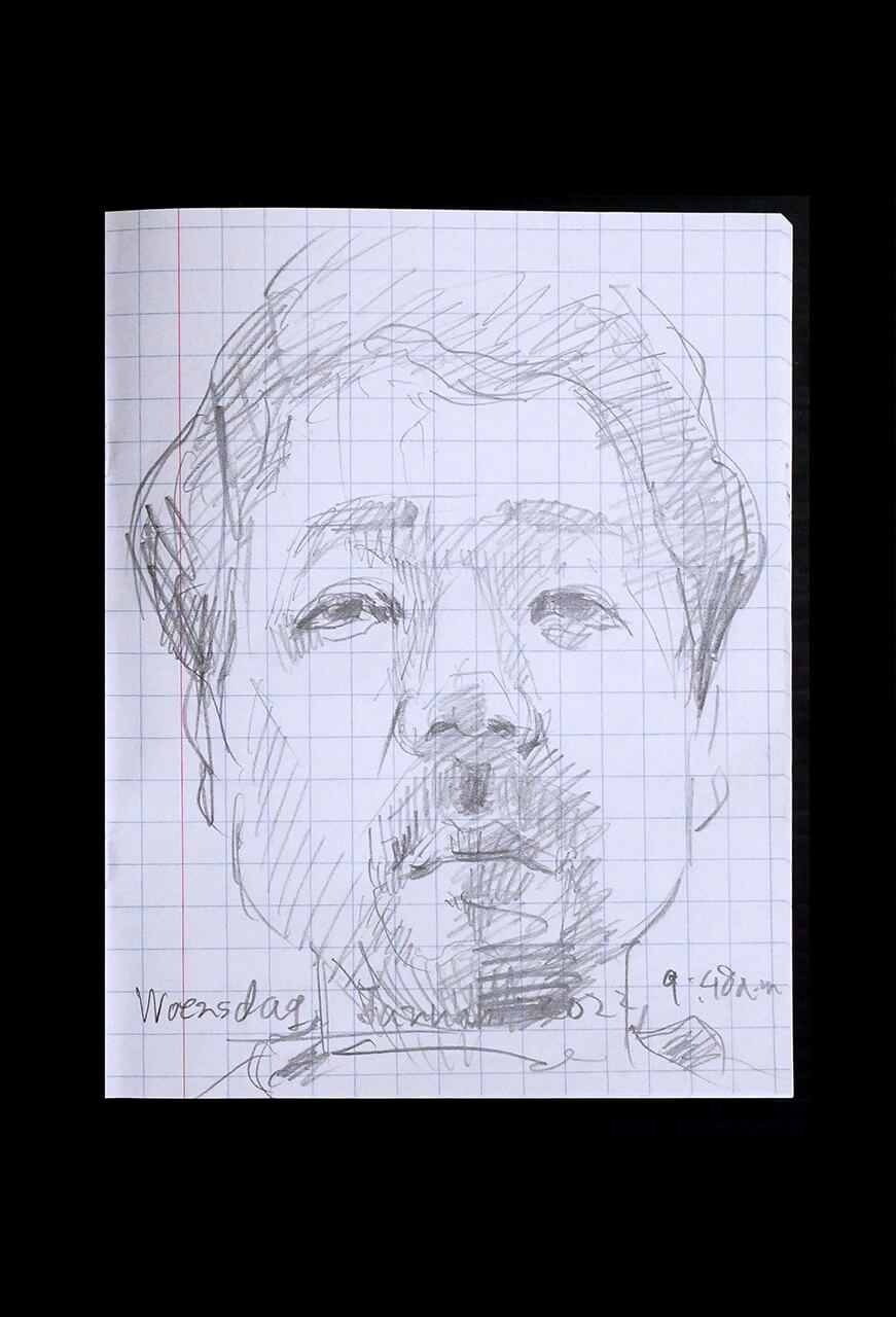 Contemporary artist SHINTAKU Tomoni's 2022/1/12 Self-portrait or pencil drawing