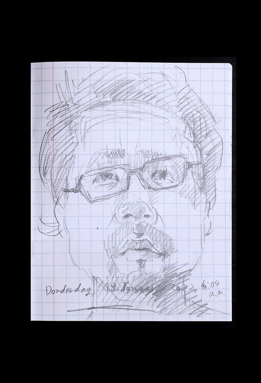 Contemporary artist SHINTAKU Tomoni's 2022/1/13 Self-portrait or pencil drawing
