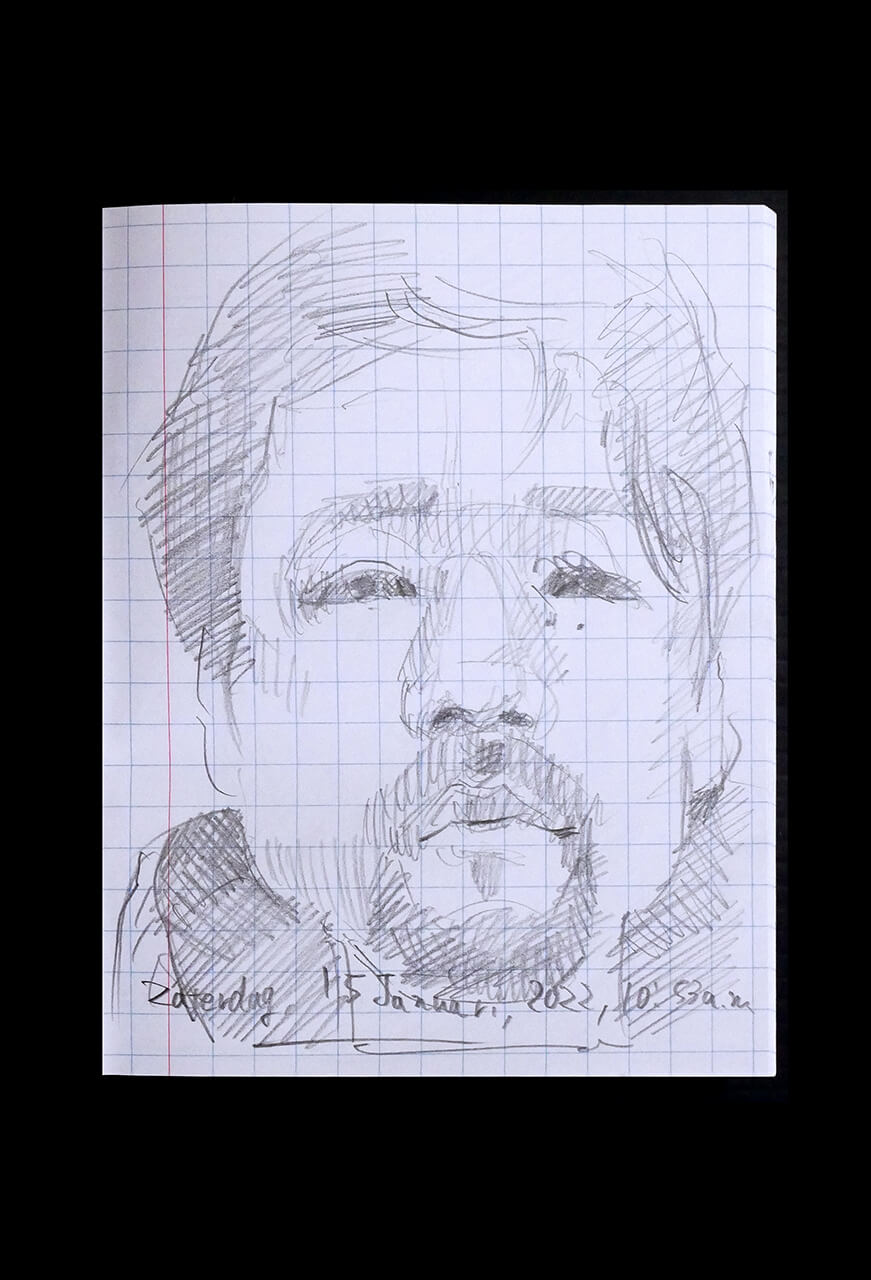 Contemporary artist SHINTAKU Tomoni's 2022/1/15 Self-portrait or pencil drawing