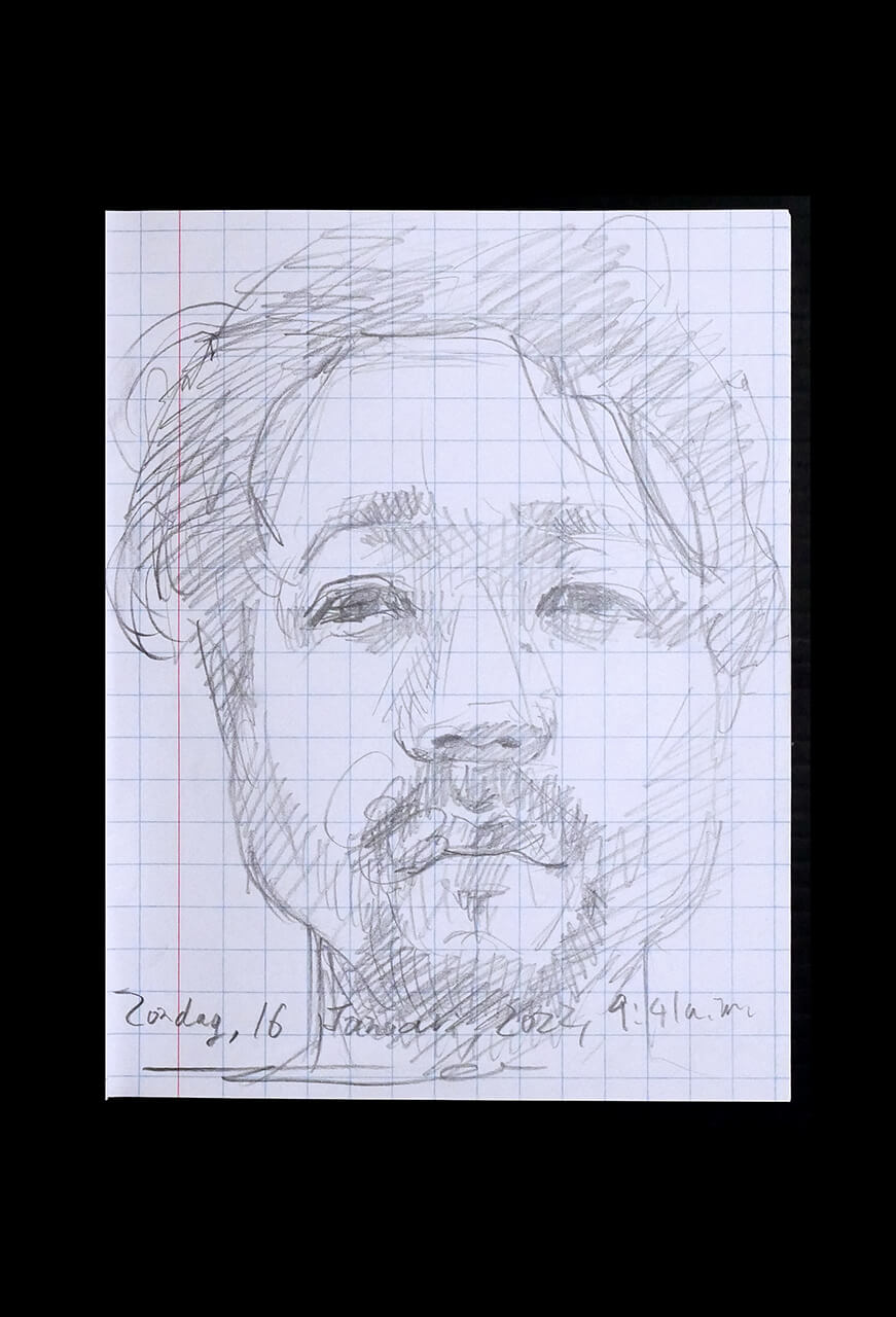 Contemporary artist SHINTAKU Tomoni's 2022/1/16 Self-portrait or pencil drawing
