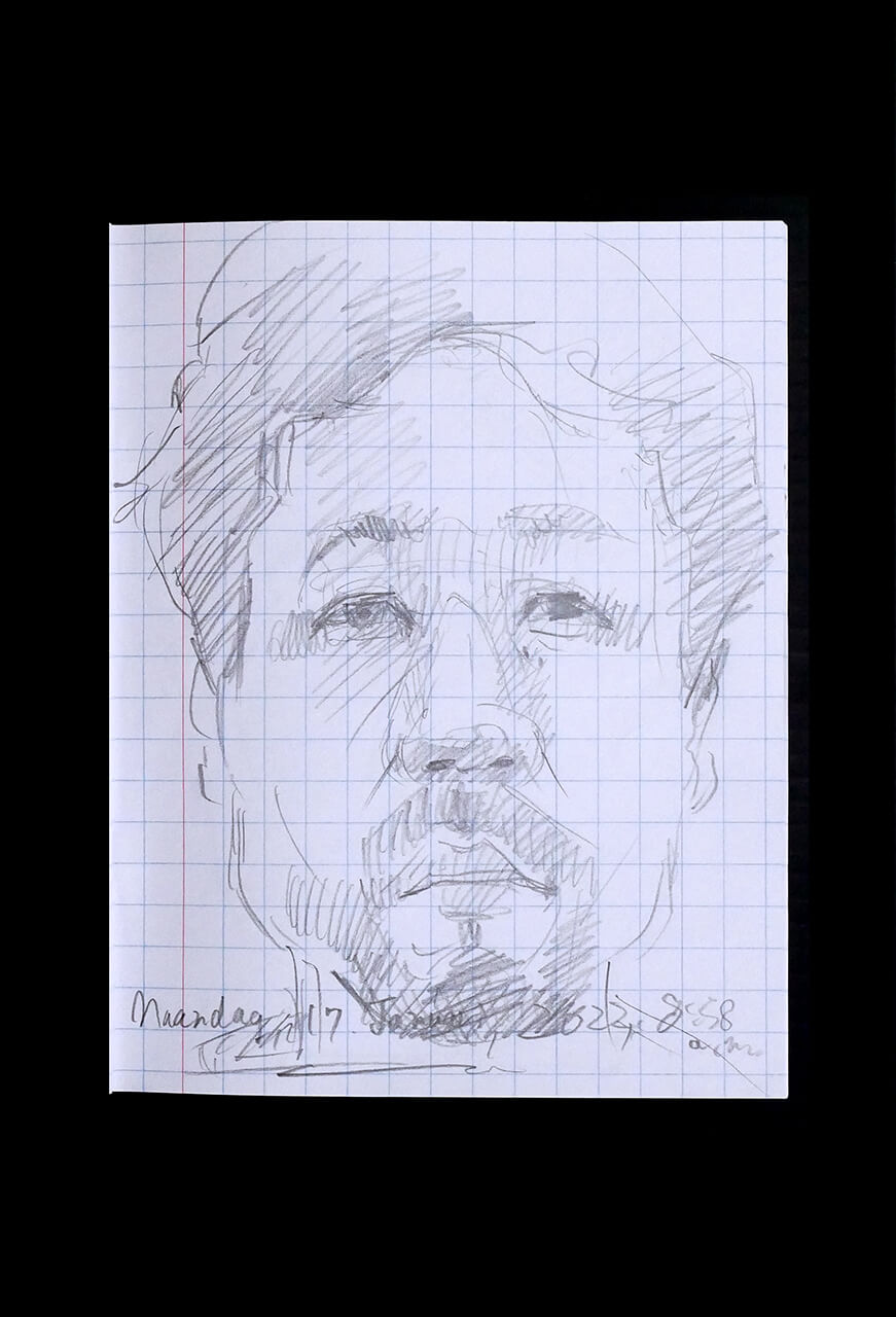 Contemporary artist SHINTAKU Tomoni's 2022/1/17 Self-portrait or pencil drawing