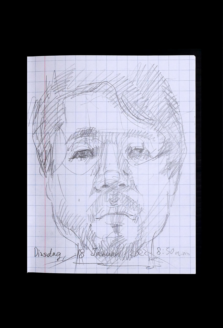 Contemporary artist SHINTAKU Tomoni's 2022/1/18 Self-portrait or pencil drawing