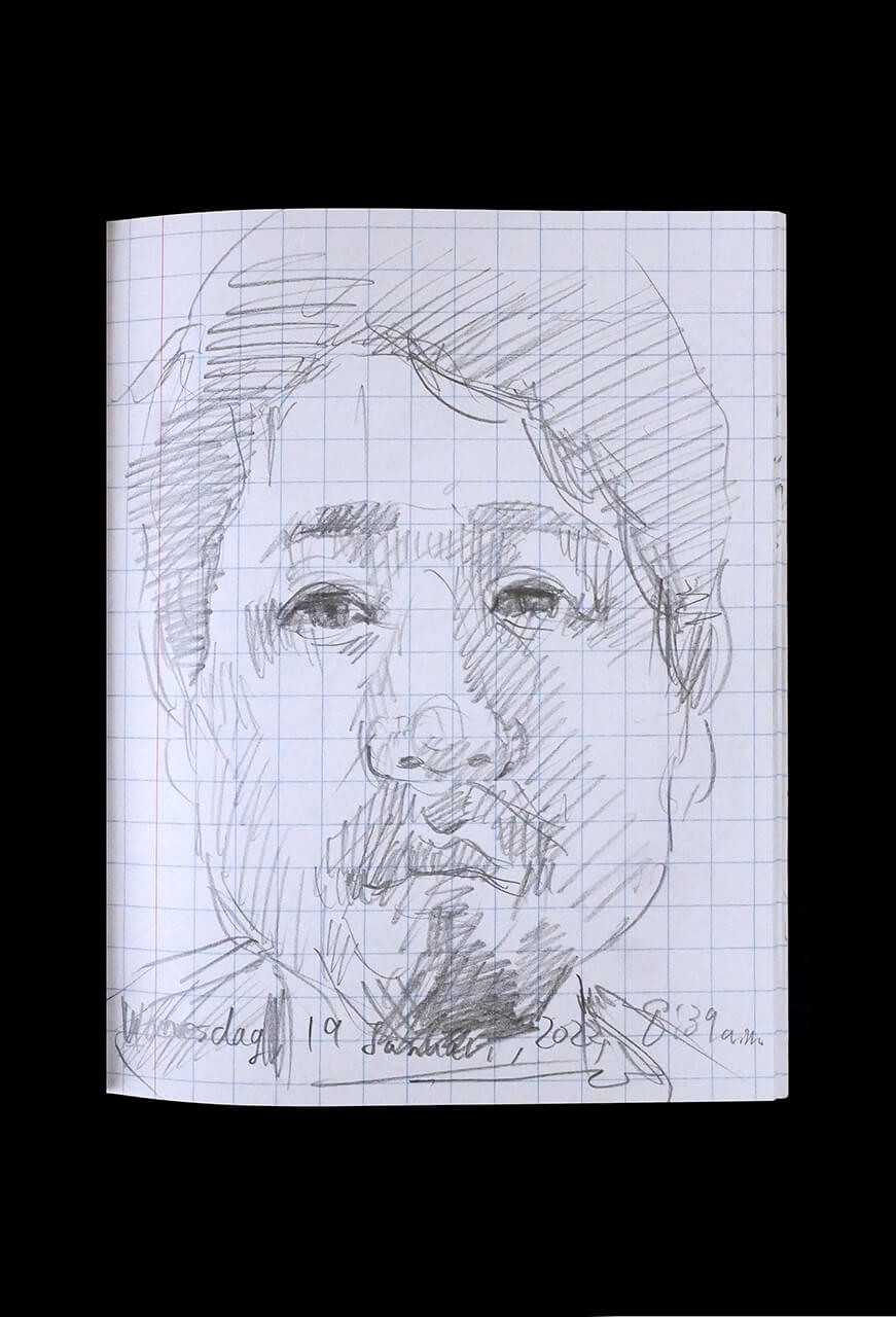 Contemporary artist SHINTAKU Tomoni's 2022/1/19 Self-portrait or pencil drawing