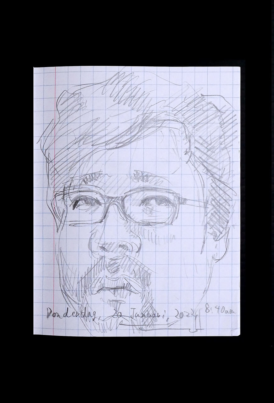 Contemporary artist SHINTAKU Tomoni's 2022/1/20 Self-portrait or pencil drawing