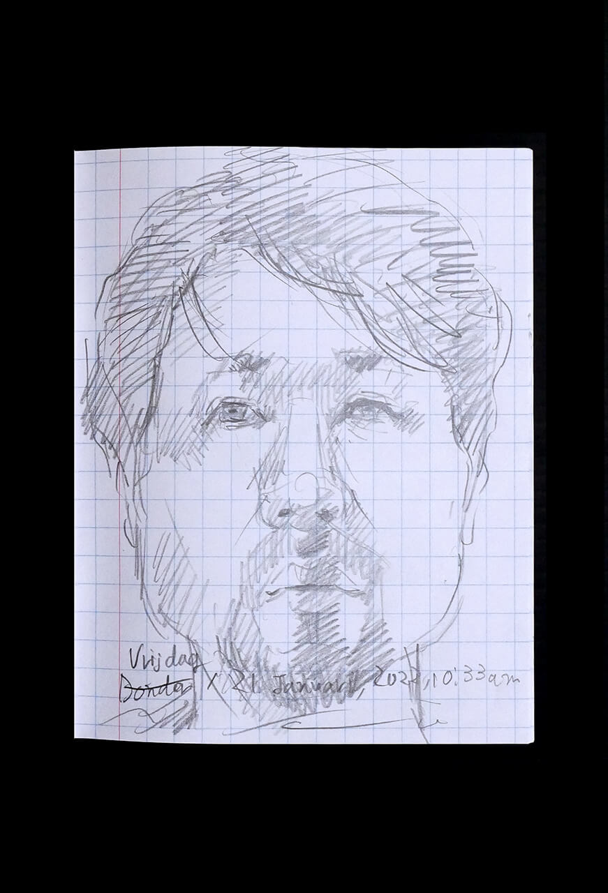 Contemporary artist SHINTAKU Tomoni's 2022/1/21 Self-portrait or pencil drawing