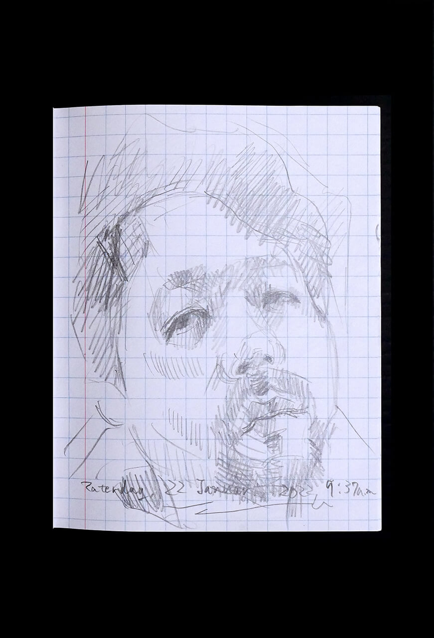 Contemporary artist SHINTAKU Tomoni's 2022/1/22 Self-portrait or pencil drawing