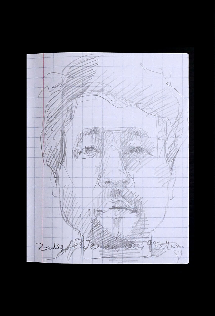 Contemporary artist SHINTAKU Tomoni's 2022/1/23 Self-portrait or pencil drawing