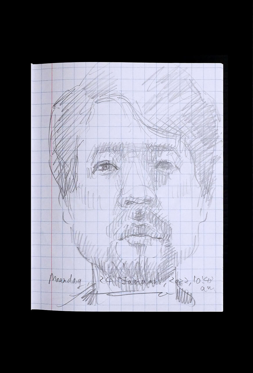 Contemporary artist SHINTAKU Tomoni's 2022/1/24 Self-portrait or pencil drawing