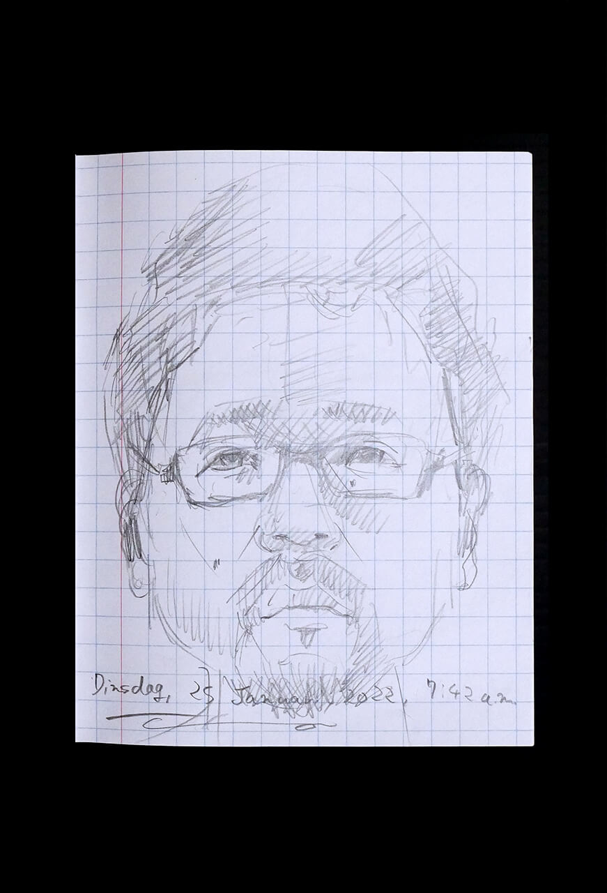 Contemporary artist SHINTAKU Tomoni's 2022/1/25 Self-portrait or pencil drawing