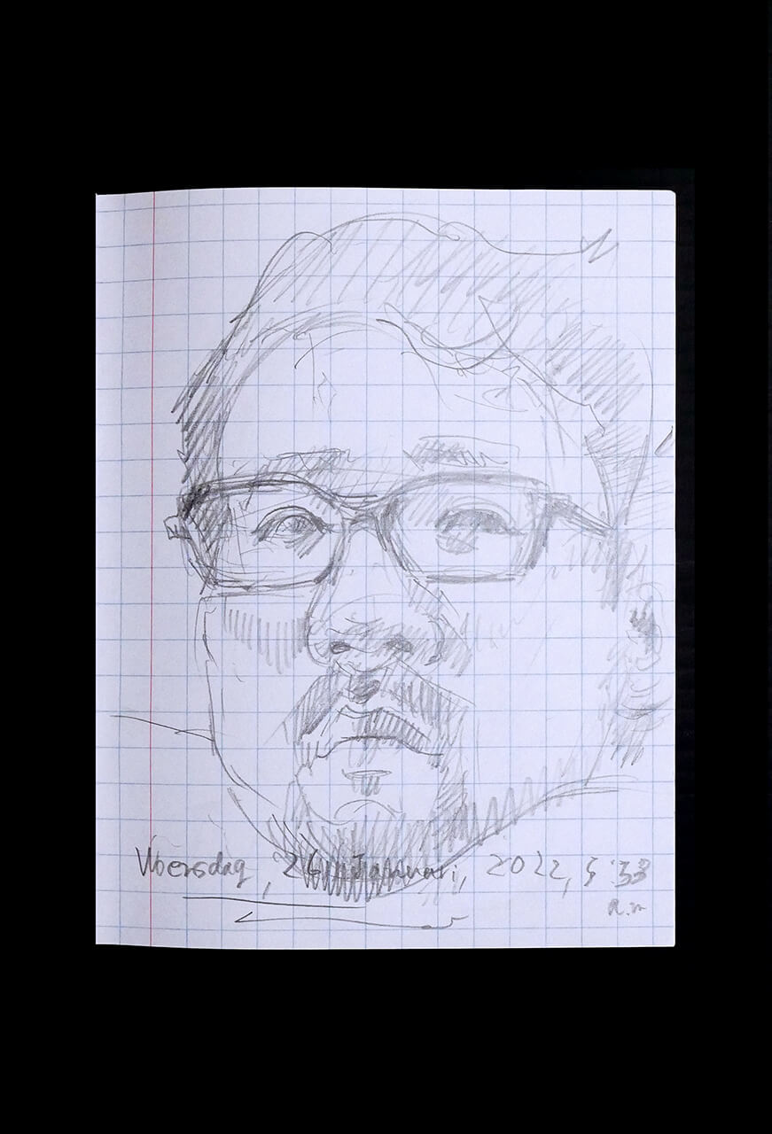 Contemporary artist SHINTAKU Tomoni's 2022/1/26 Self-portrait or pencil drawing