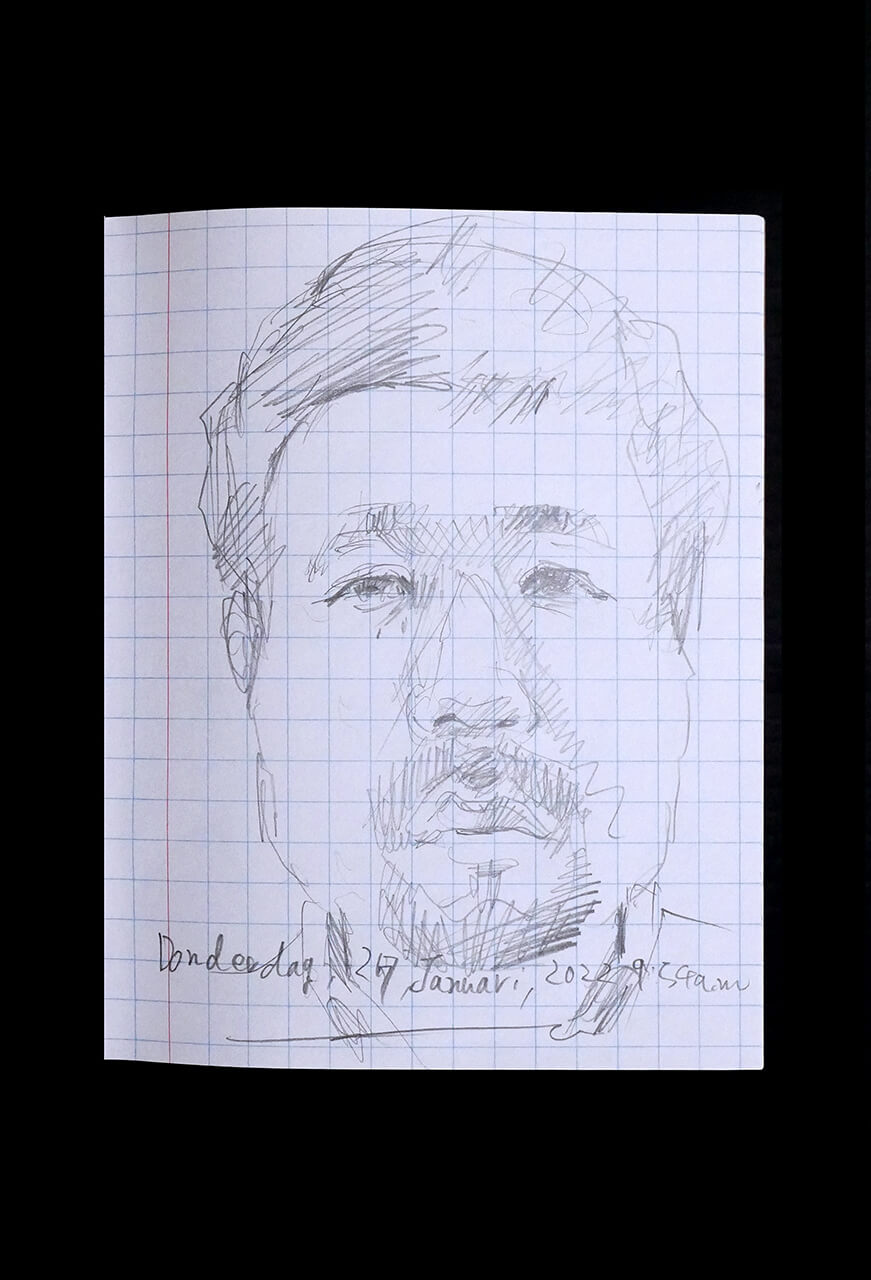 Contemporary artist SHINTAKU Tomoni's 2022/1/27 Self-portrait or pencil drawing