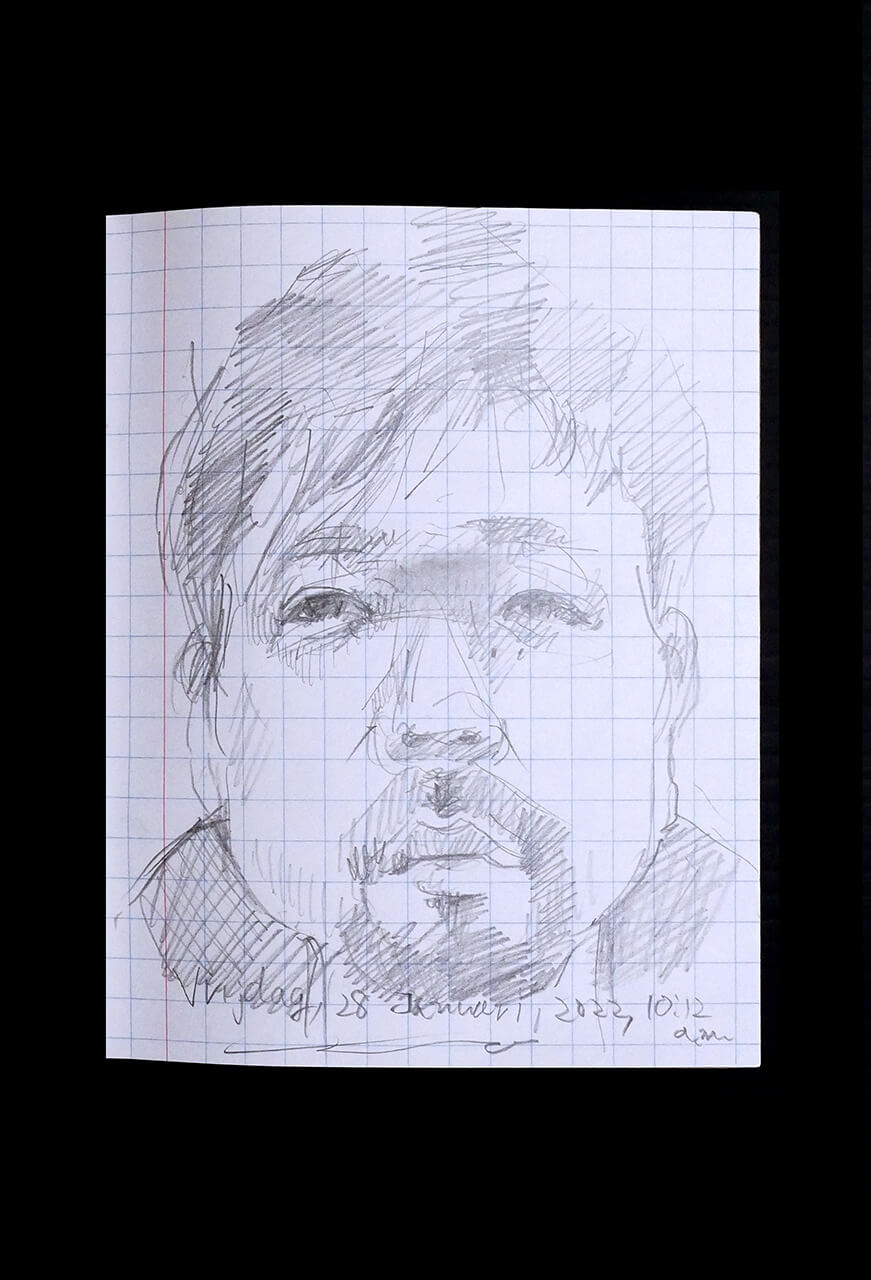 Contemporary artist SHINTAKU Tomoni's 2022/1/28 Self-portrait or pencil drawing