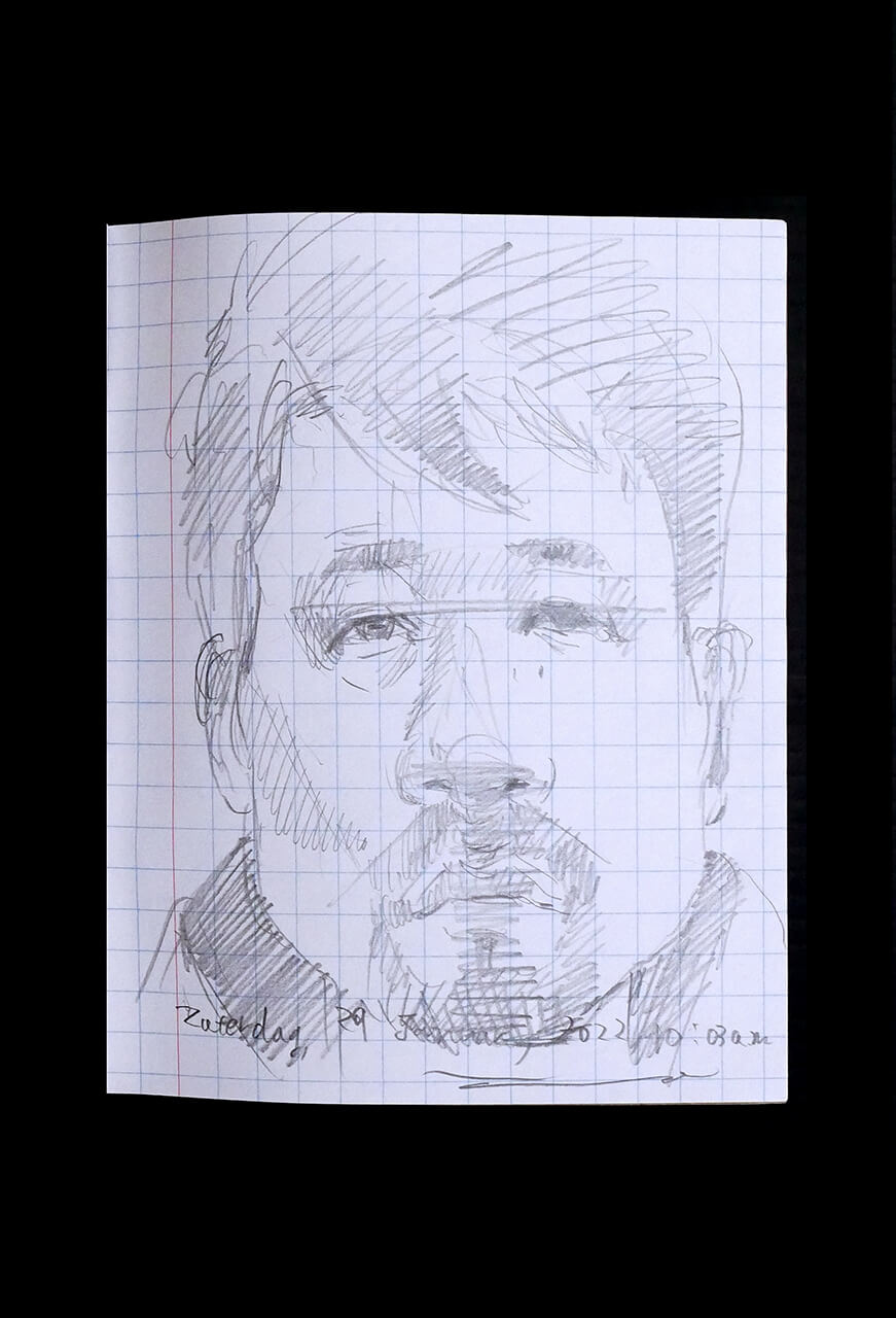 Contemporary artist SHINTAKU Tomoni's 2022/1/29 Self-portrait or pencil drawing