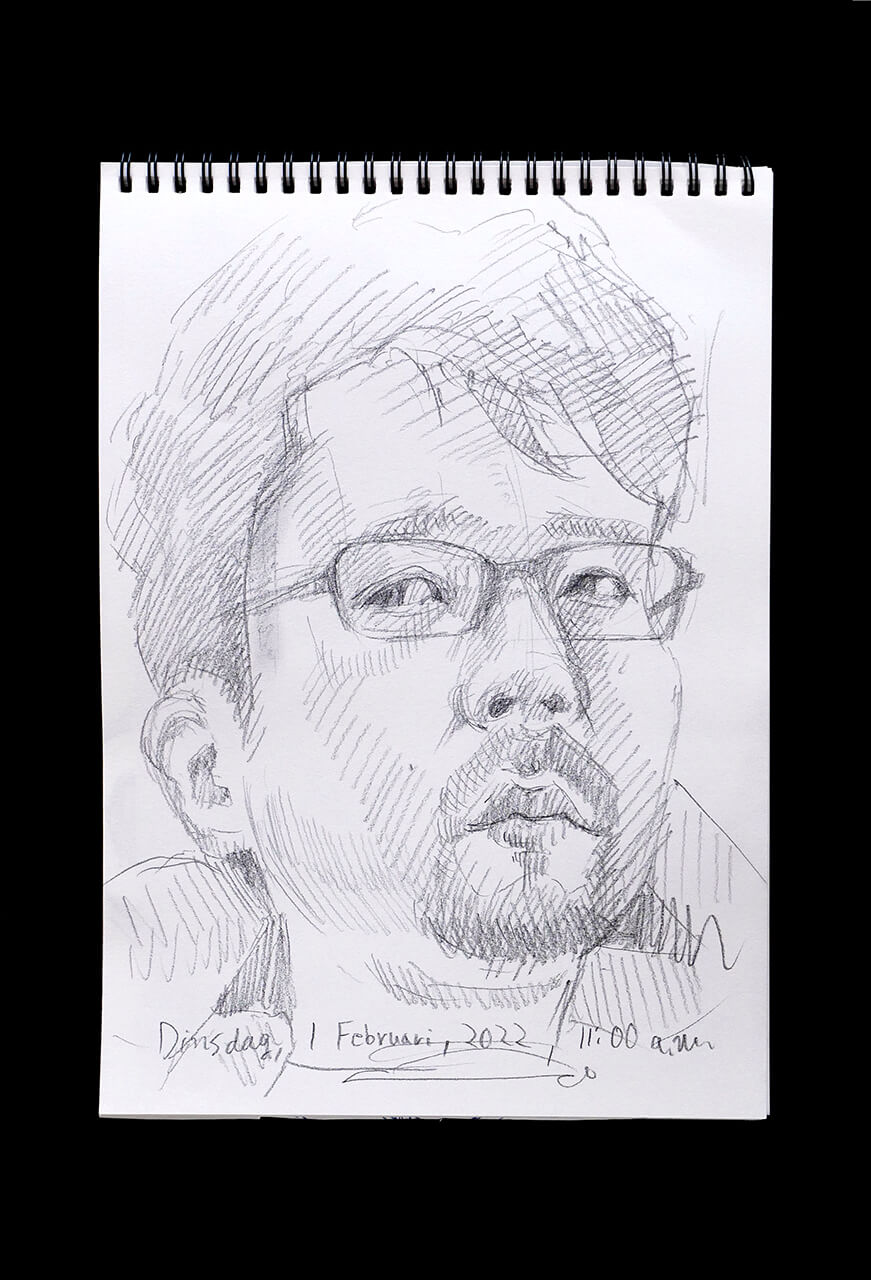 Contemporary artist SHINTAKU Tomoni's 2022/2/1 Self-portrait or pencil drawing