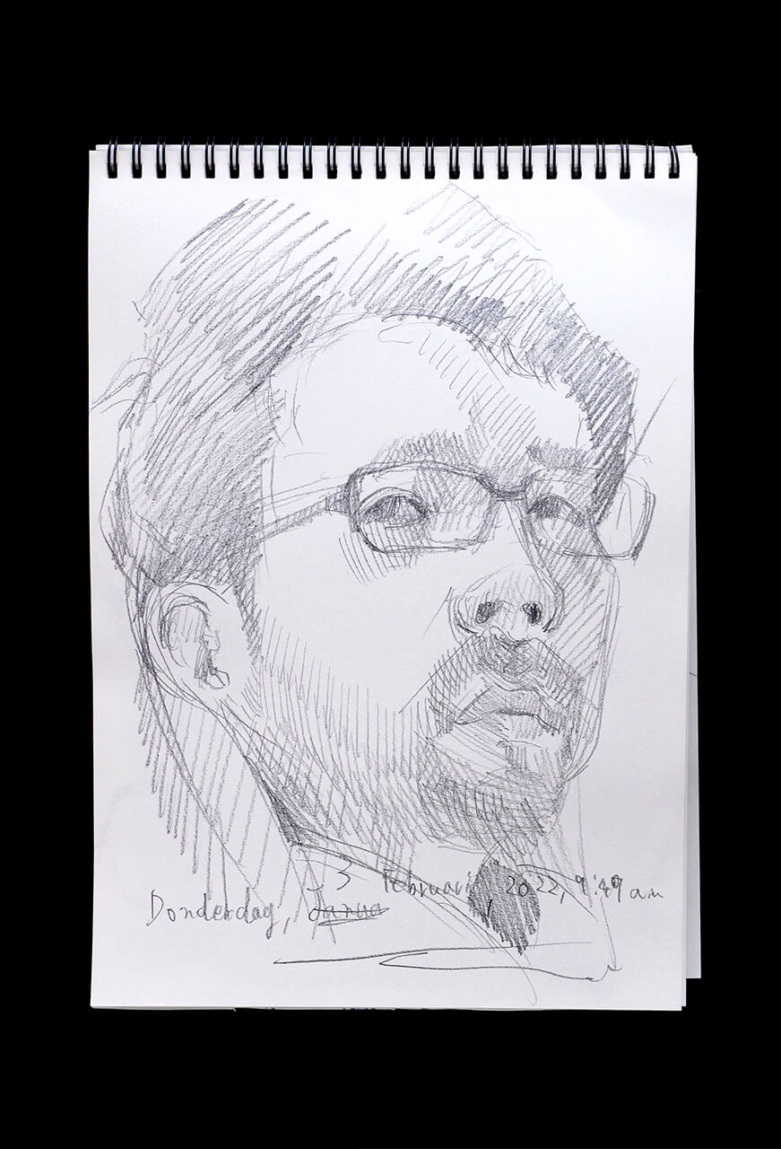 Contemporary artist SHINTAKU Tomoni's 2022/2/3 Self-portrait or pencil drawing