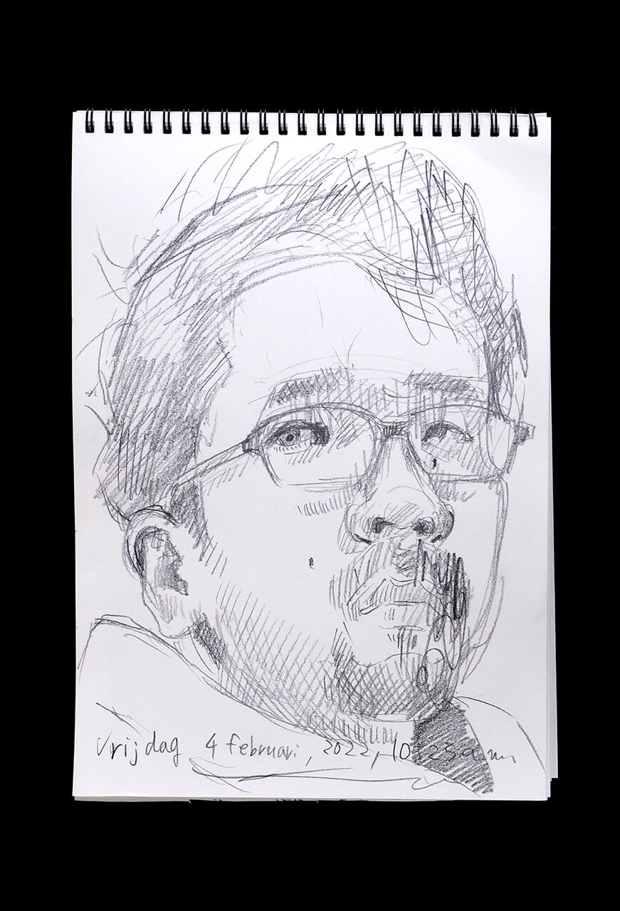 Contemporary artist SHINTAKU Tomoni's 2022/2/4 Self-portrait or pencil drawing