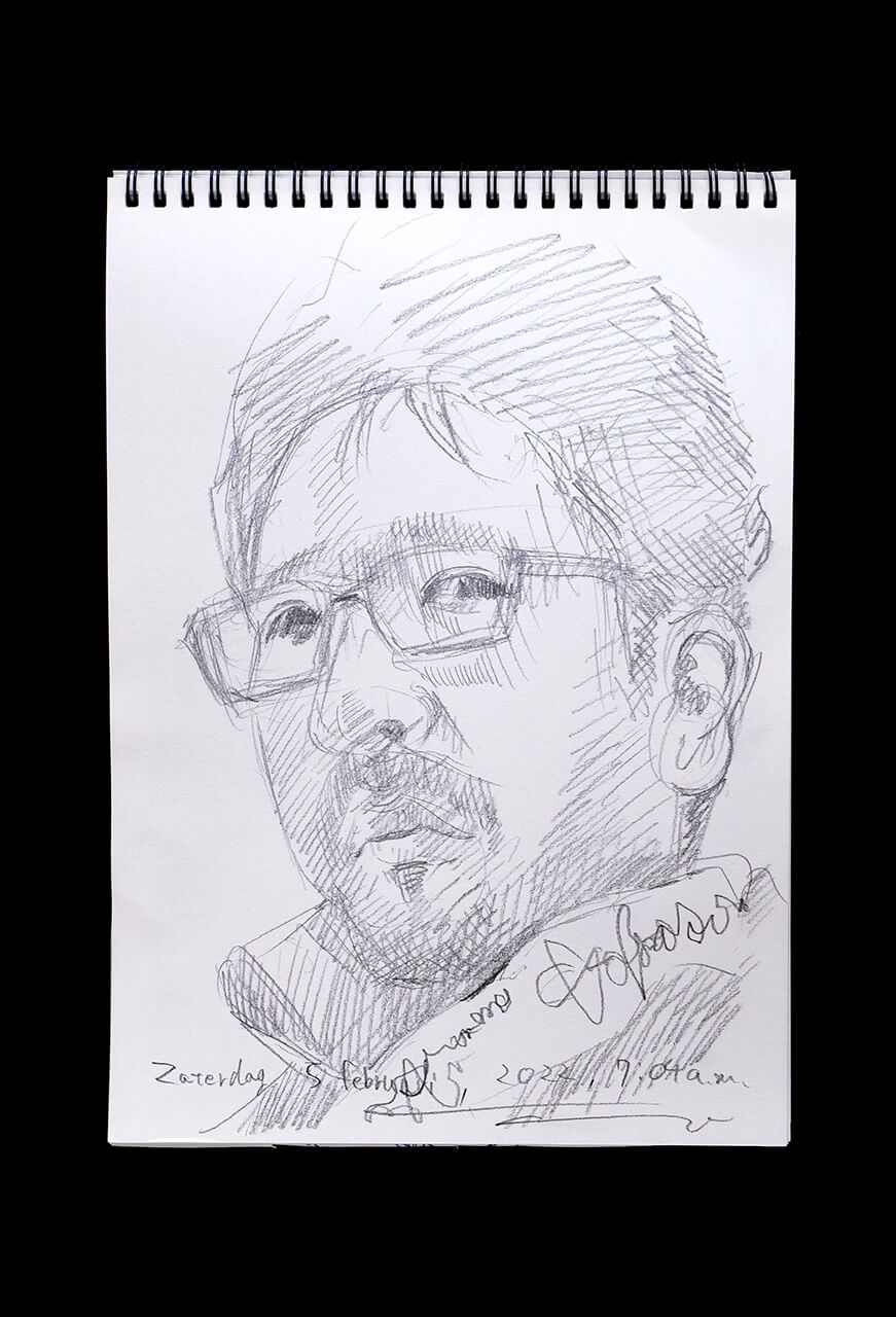 Contemporary artist SHINTAKU Tomoni's 2022/2/5 Self-portrait or pencil drawing