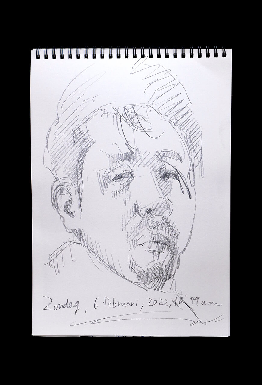 Contemporary artist SHINTAKU Tomoni's 2022/2/6 Self-portrait or pencil drawing