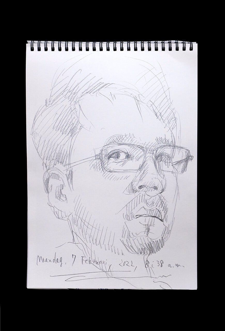 Contemporary artist SHINTAKU Tomoni's 2022/2/7 Self-portrait or pencil drawing