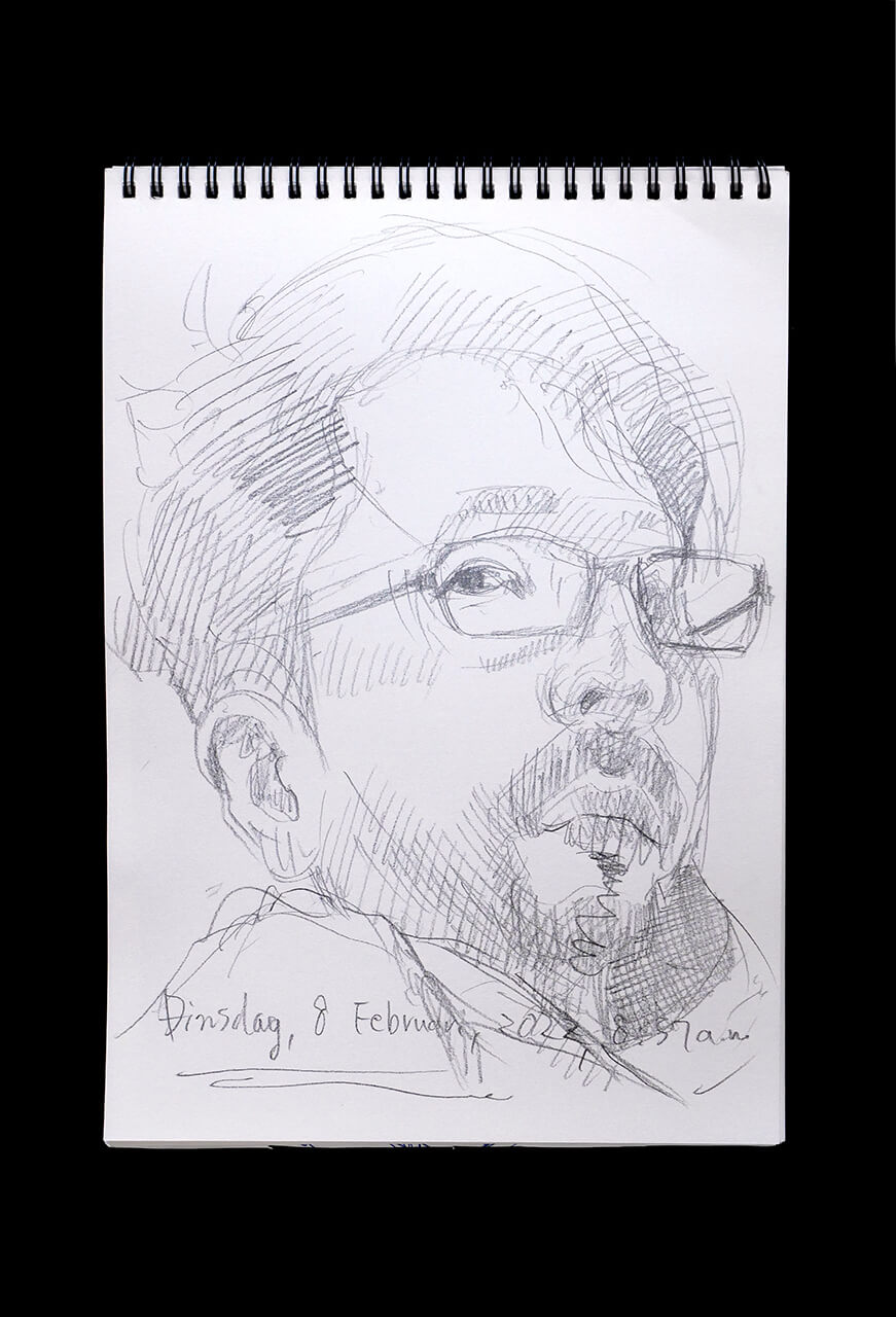 Contemporary artist SHINTAKU Tomoni's 2022/2/8 Self-portrait or pencil drawing
