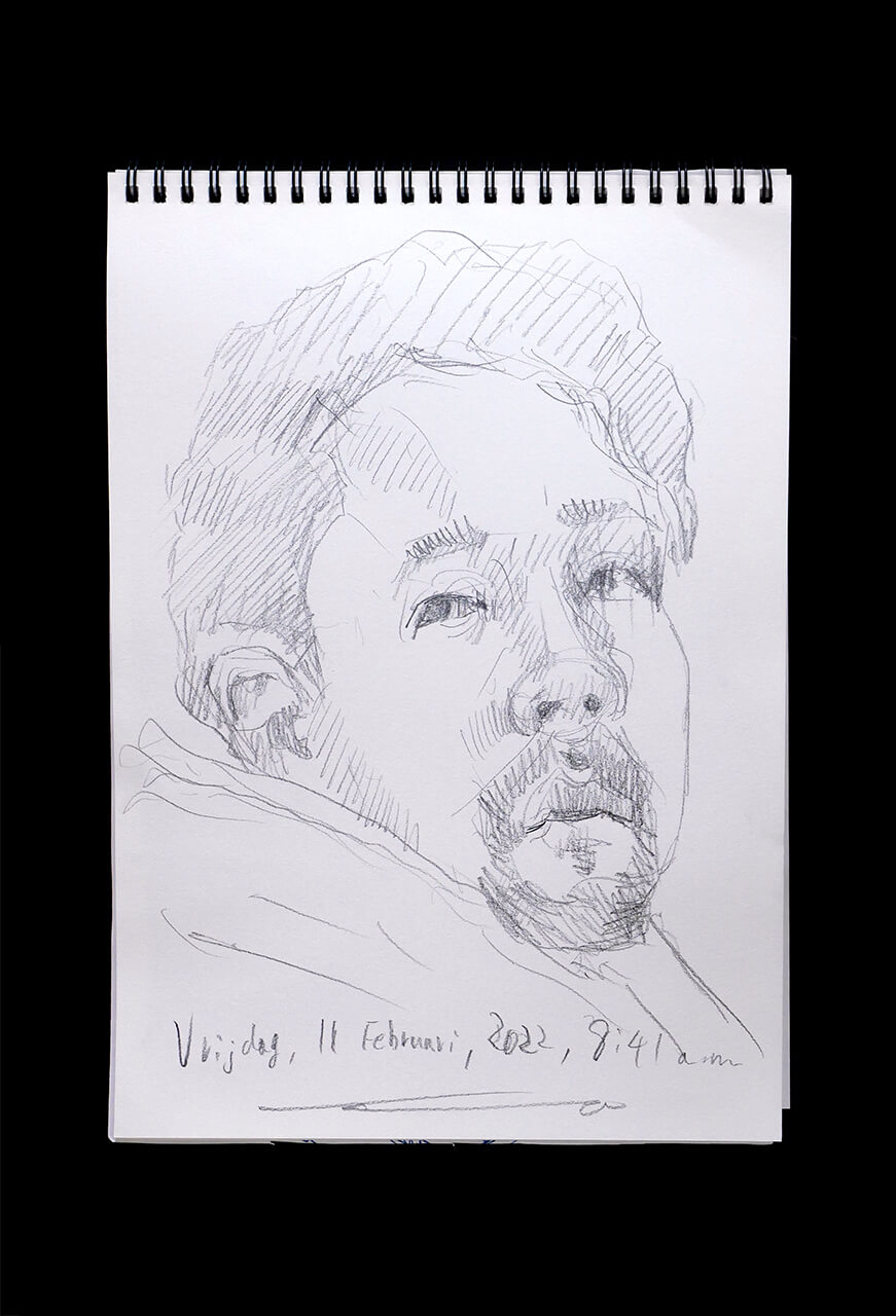 Contemporary artist SHINTAKU Tomoni's 2022/2/11 Self-portrait or pencil drawing