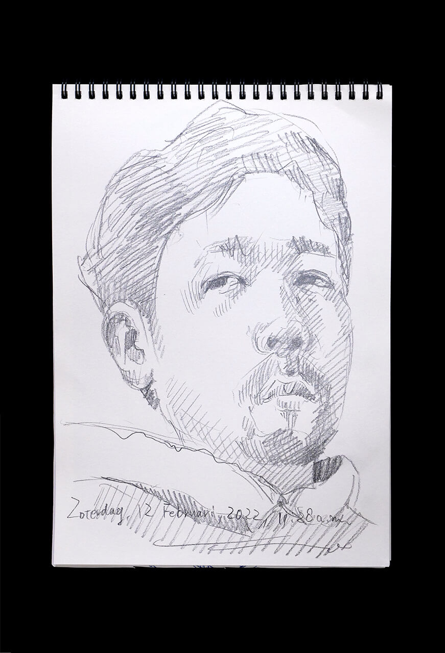 Contemporary artist SHINTAKU Tomoni's 2022/2/12 Self-portrait or pencil drawing