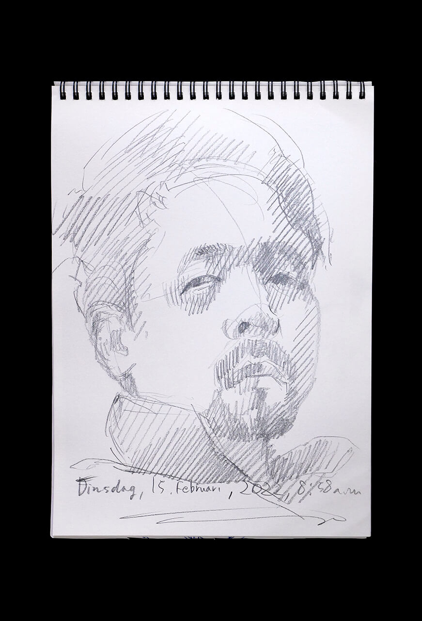 Contemporary artist SHINTAKU Tomoni's 2022/2/15 Self-portrait or pencil drawing