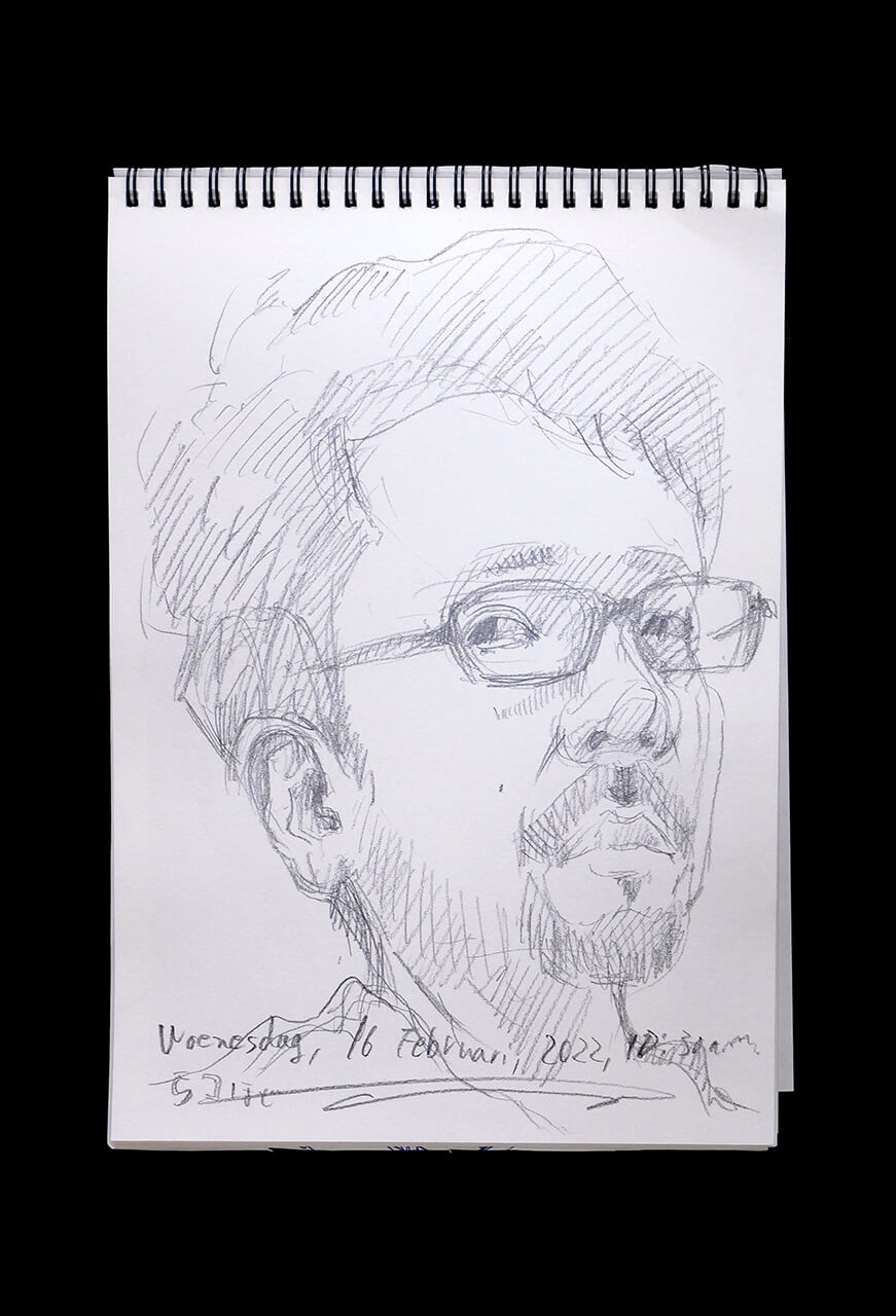 Contemporary artist SHINTAKU Tomoni's 2022/2/16 Self-portrait or pencil drawing