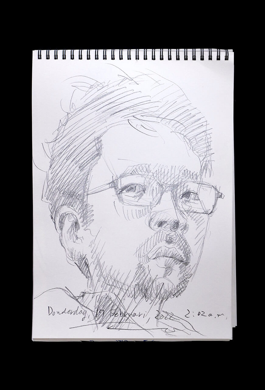 Contemporary artist SHINTAKU Tomoni's 2022/2/17 Self-portrait or pencil drawing