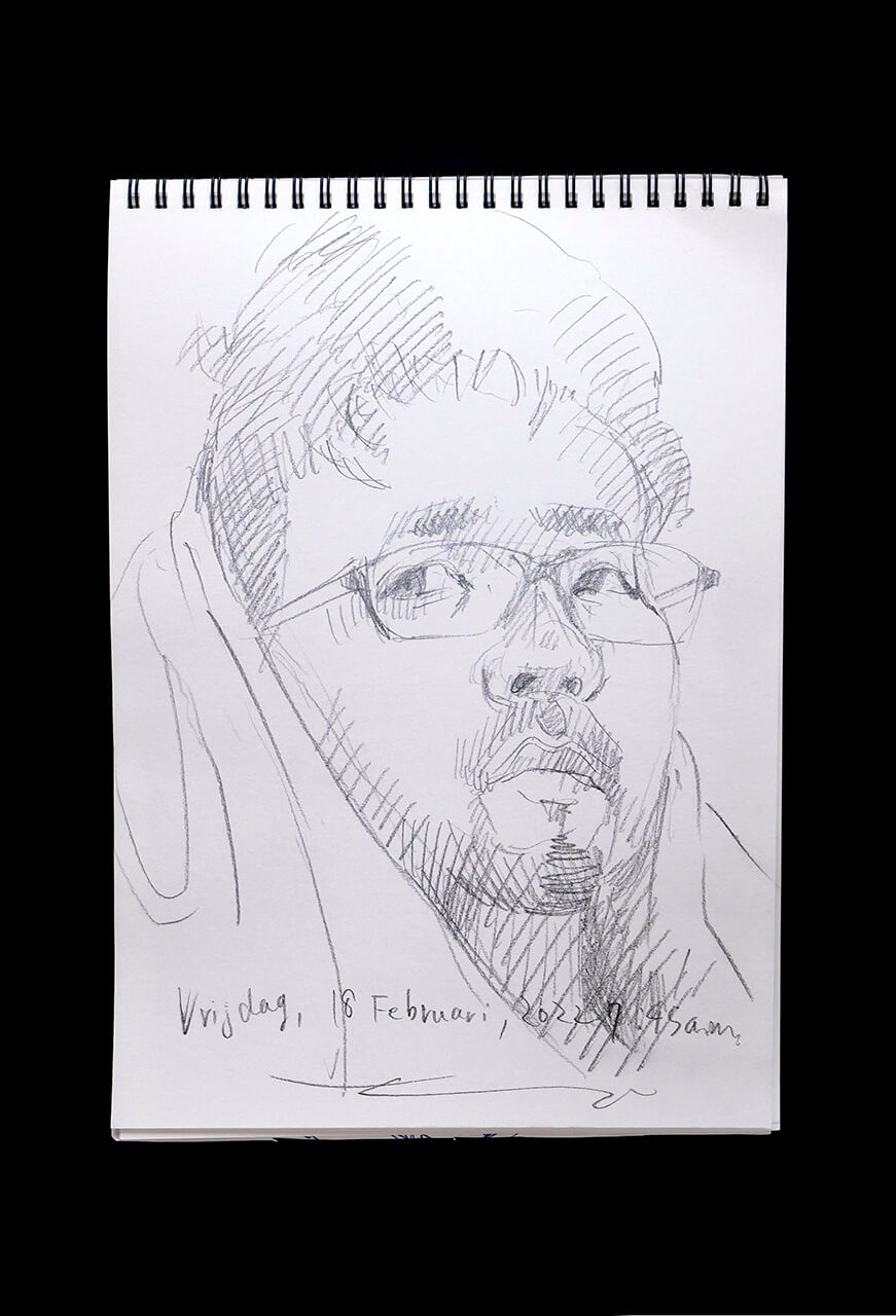 Contemporary artist SHINTAKU Tomoni's 2022/2/18 Self-portrait or pencil drawing