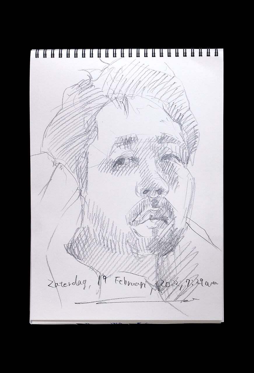 Contemporary artist SHINTAKU Tomoni's 2022/2/19 Self-portrait or pencil drawing