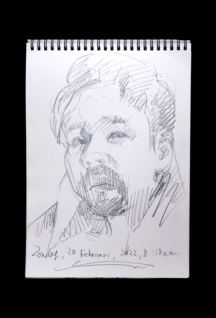 Contemporary artist SHINTAKU Tomoni's 2022/2/20 Self-portrait or pencil drawing