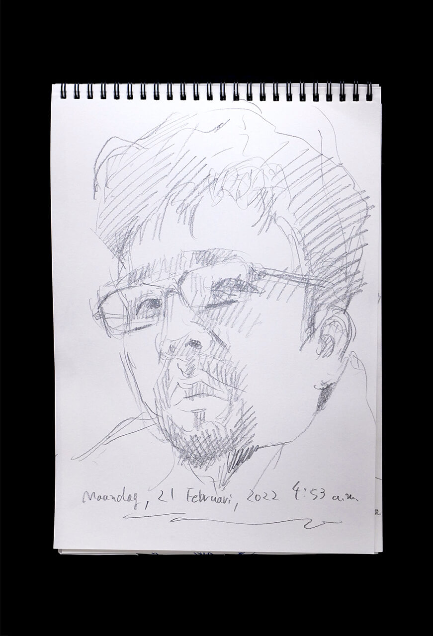 Contemporary artist SHINTAKU Tomoni's 2022/2/21 Self-portrait or pencil drawing