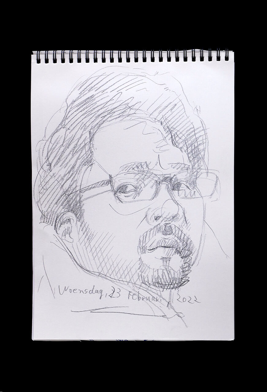 Contemporary artist SHINTAKU Tomoni's 2022/2/23 Self-portrait or pencil drawing