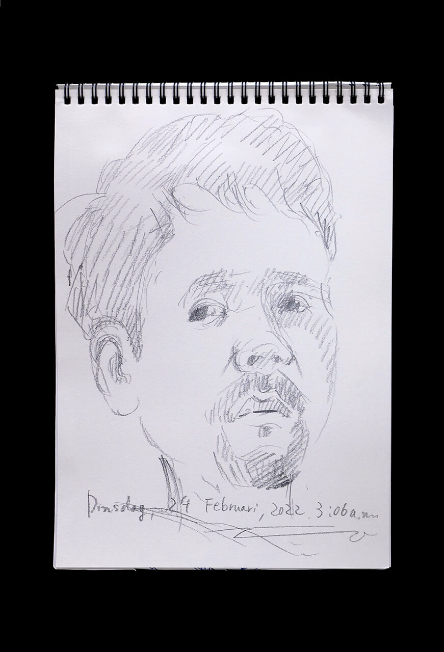Contemporary artist SHINTAKU Tomoni's 2022/2/24 Self-portrait or pencil drawing