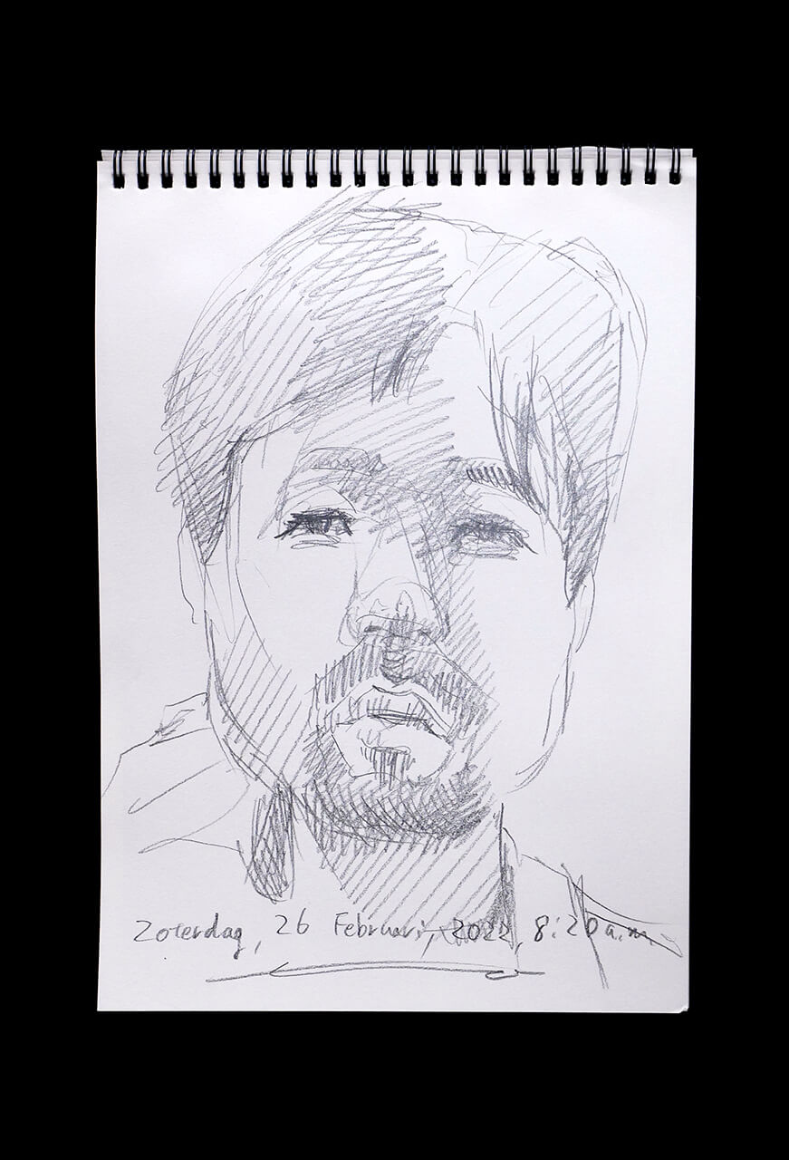 Contemporary artist SHINTAKU Tomoni's 2022/2/26 Self-portrait or pencil drawing