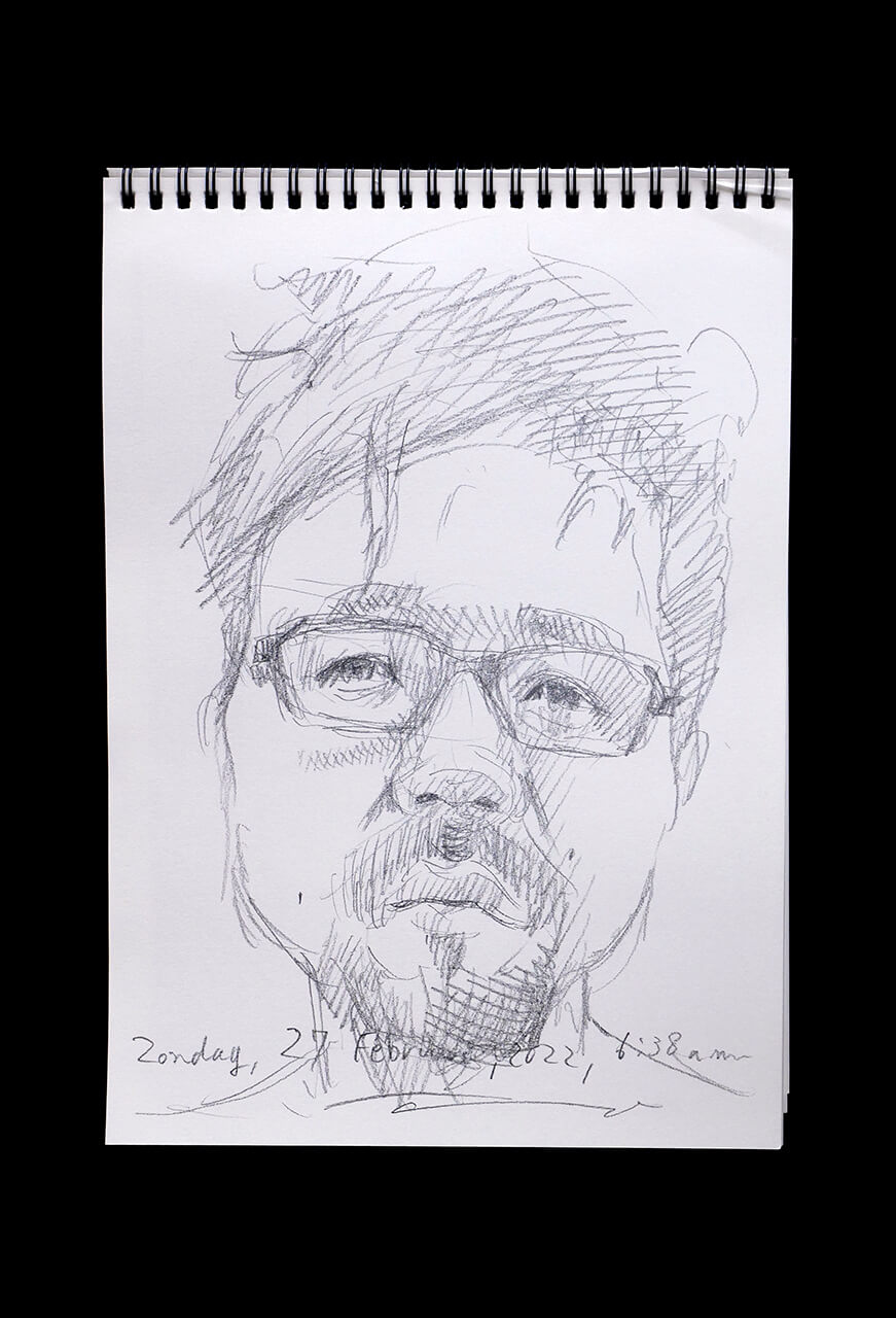 Contemporary artist SHINTAKU Tomoni's 2022/2/27 Self-portrait or pencil drawing