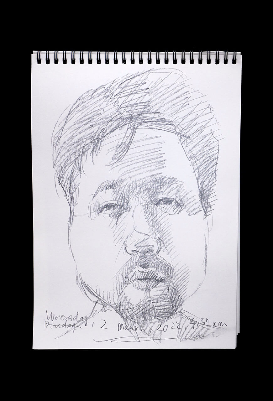 Contemporary artist SHINTAKU Tomoni's 2022/3/2 Self-portrait or pencil drawing