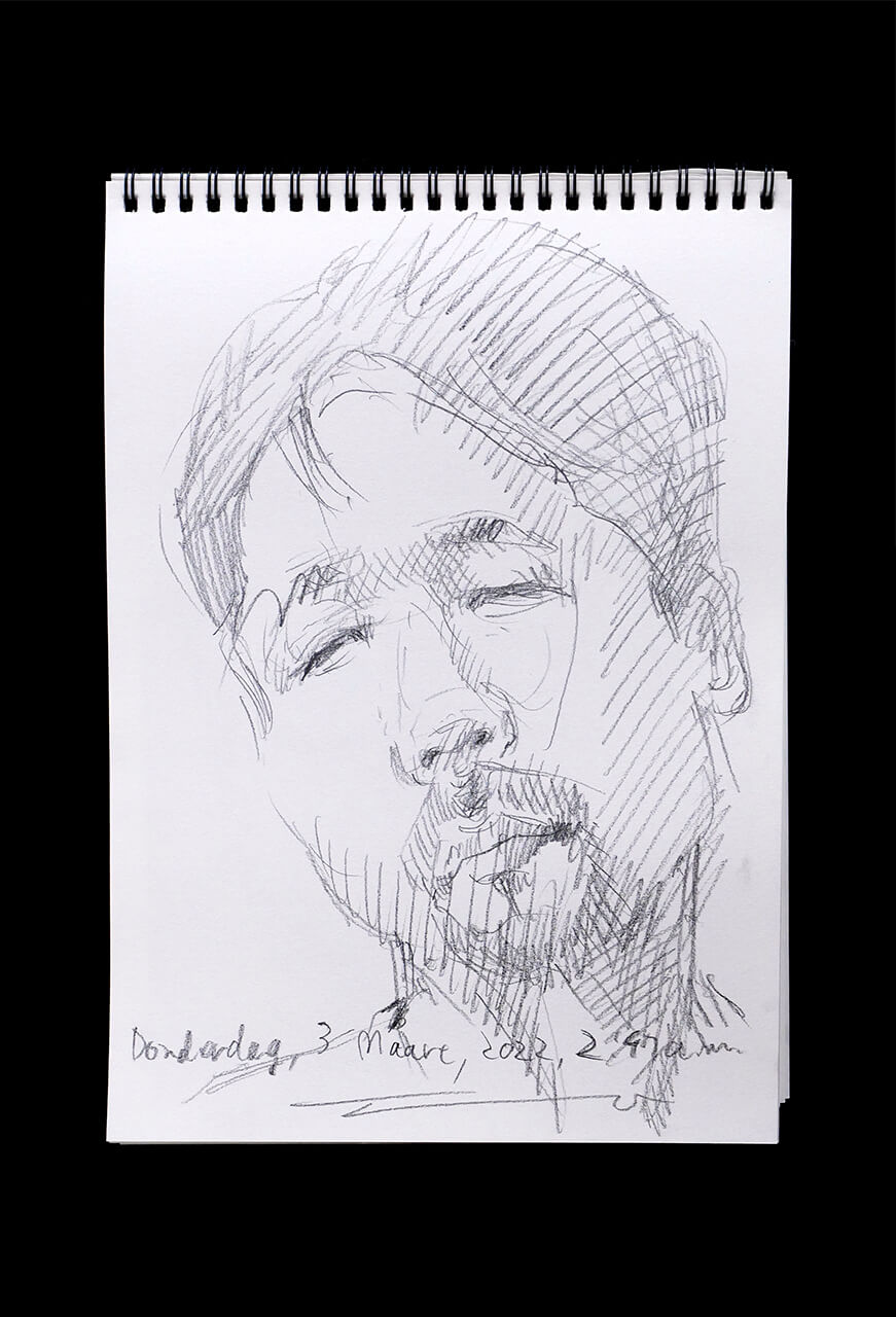 Contemporary artist SHINTAKU Tomoni's 2022/3/3 Self-portrait or pencil drawing