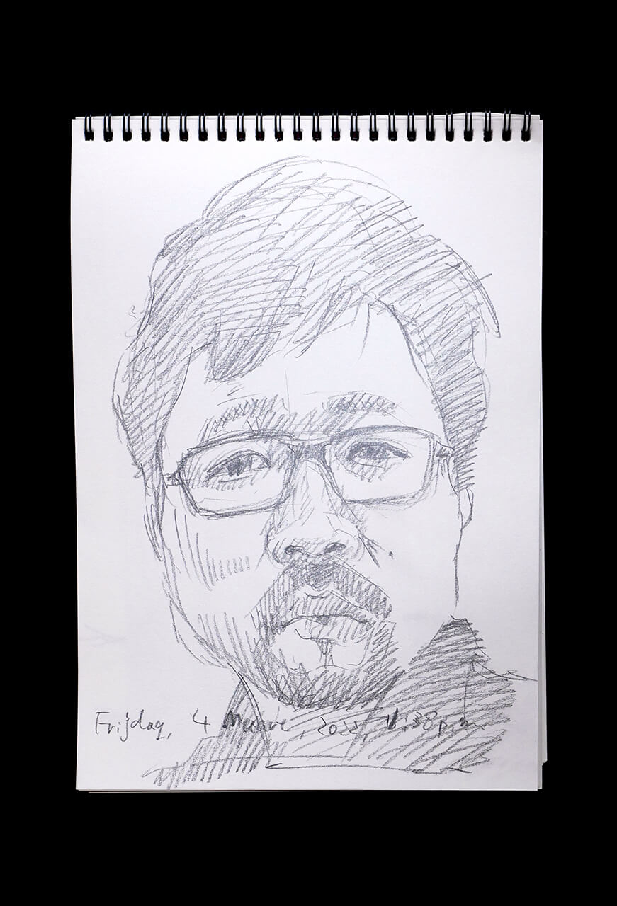 Contemporary artist SHINTAKU Tomoni's 2022/3/4 Self-portrait or pencil drawing