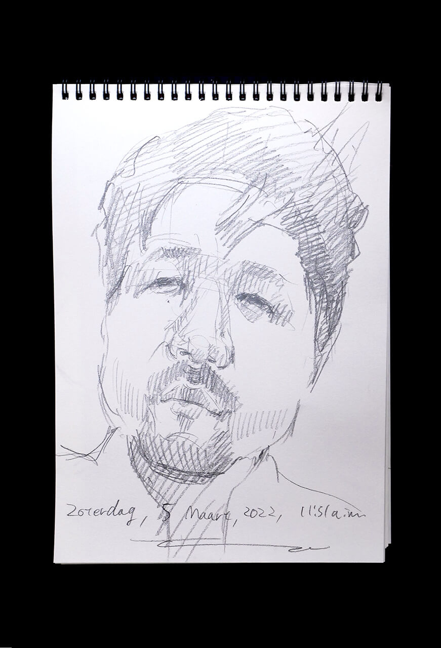 Contemporary artist SHINTAKU Tomoni's 2022/3/5 Self-portrait or pencil drawing