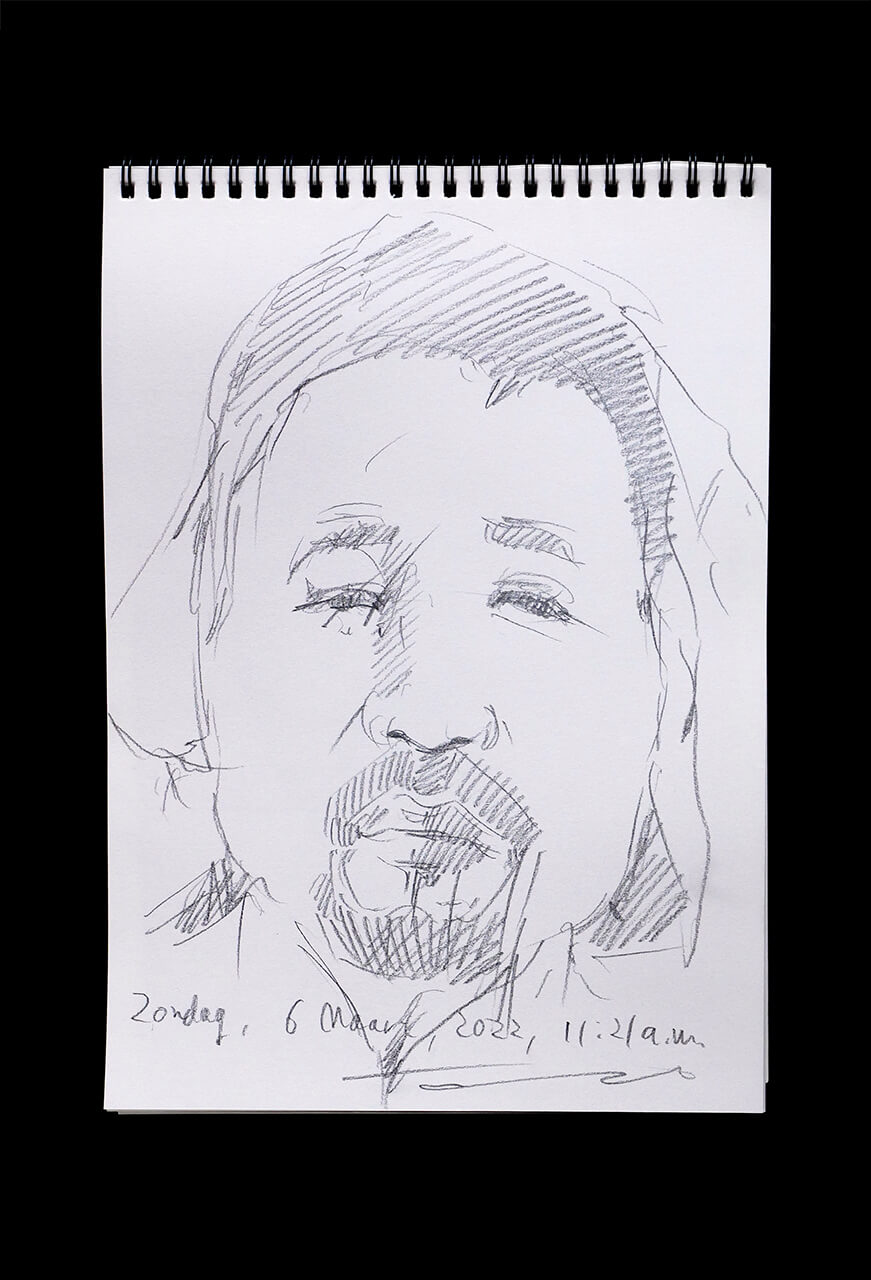Contemporary artist SHINTAKU Tomoni's 2022/3/6 Self-portrait or pencil drawing