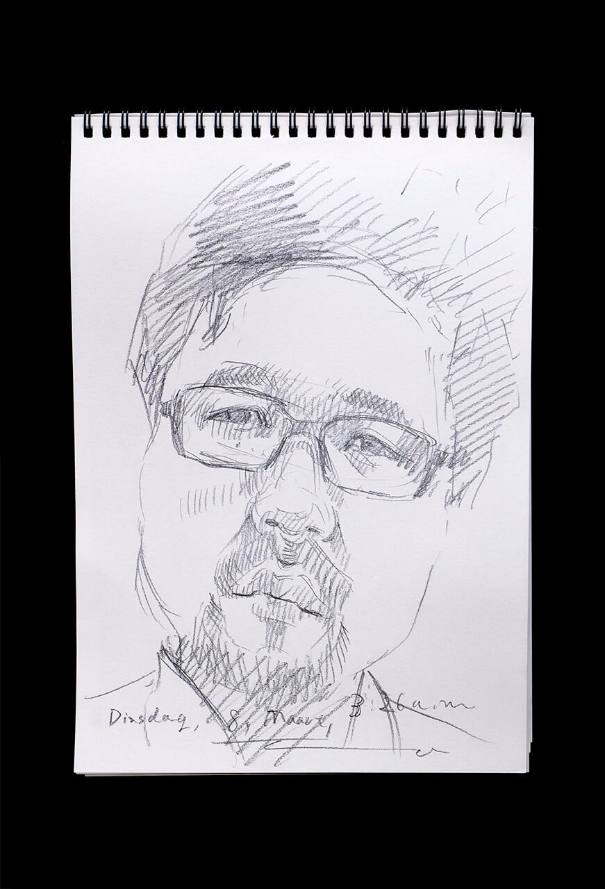 Contemporary artist SHINTAKU Tomoni's 2022/3/8 Self-portrait or pencil drawing