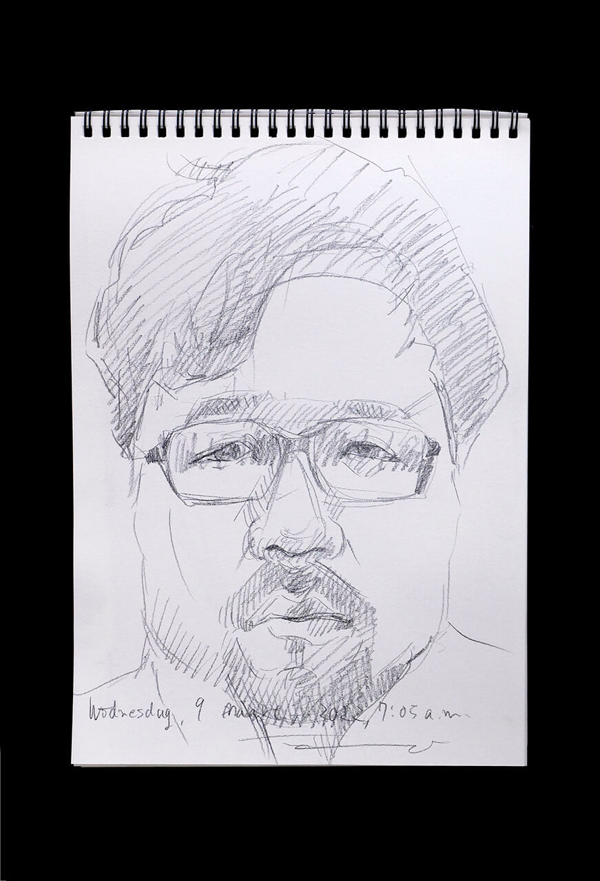 Contemporary artist SHINTAKU Tomoni's 2022/3/9 Self-portrait or pencil drawing