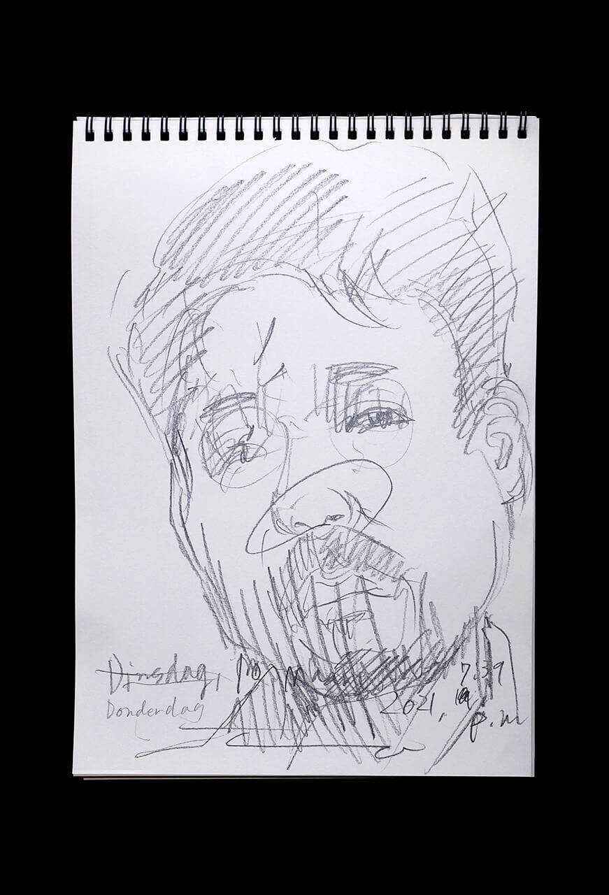 Contemporary artist SHINTAKU Tomoni's 2022/3/10 Self-portrait or pencil drawing