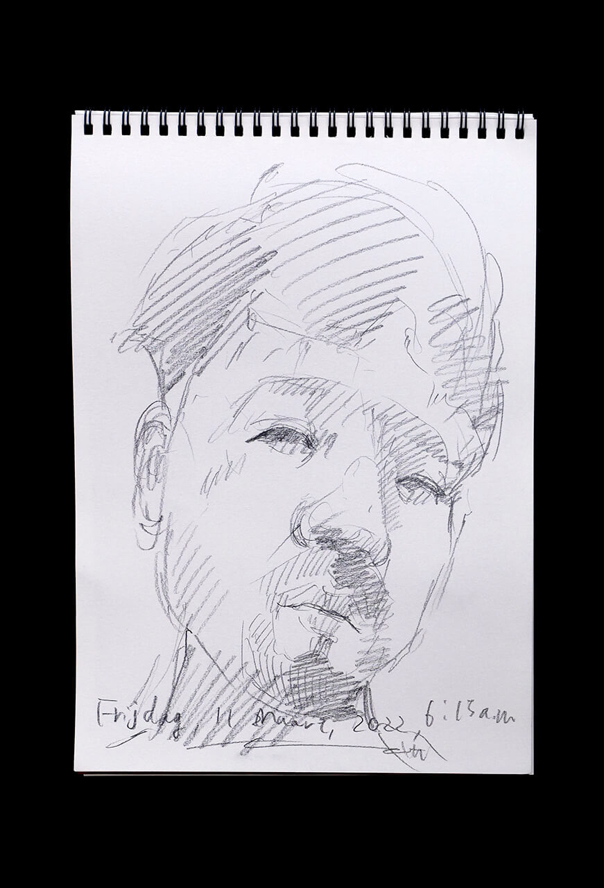 Contemporary artist SHINTAKU Tomoni's 2022/3/11 Self-portrait or pencil drawing